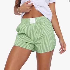 Green Striped Women's Boxer Shorts